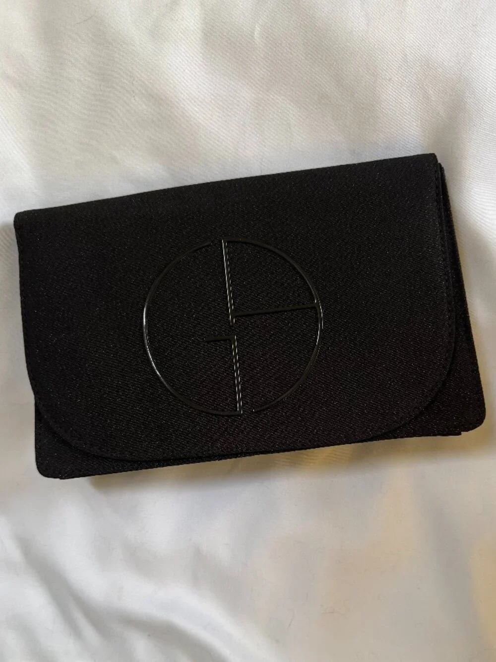 Giorgio Armani Canvas Logo Lined Zippered Clutch Cosmetic Bag, Black